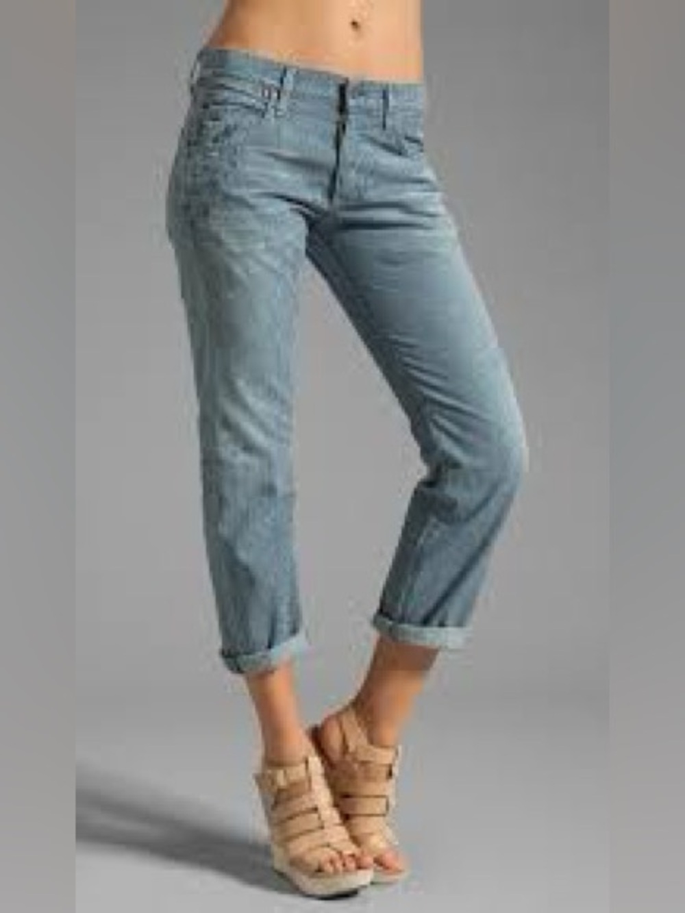 Citizens of Humanity Dylan Distressed Striped Relaxed Boyfriend Jeans